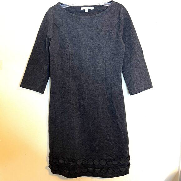 Boden Ponte Stretch Sheath Dress US 6 Long Charcoal Gray Officecore - Picture 1 of 6